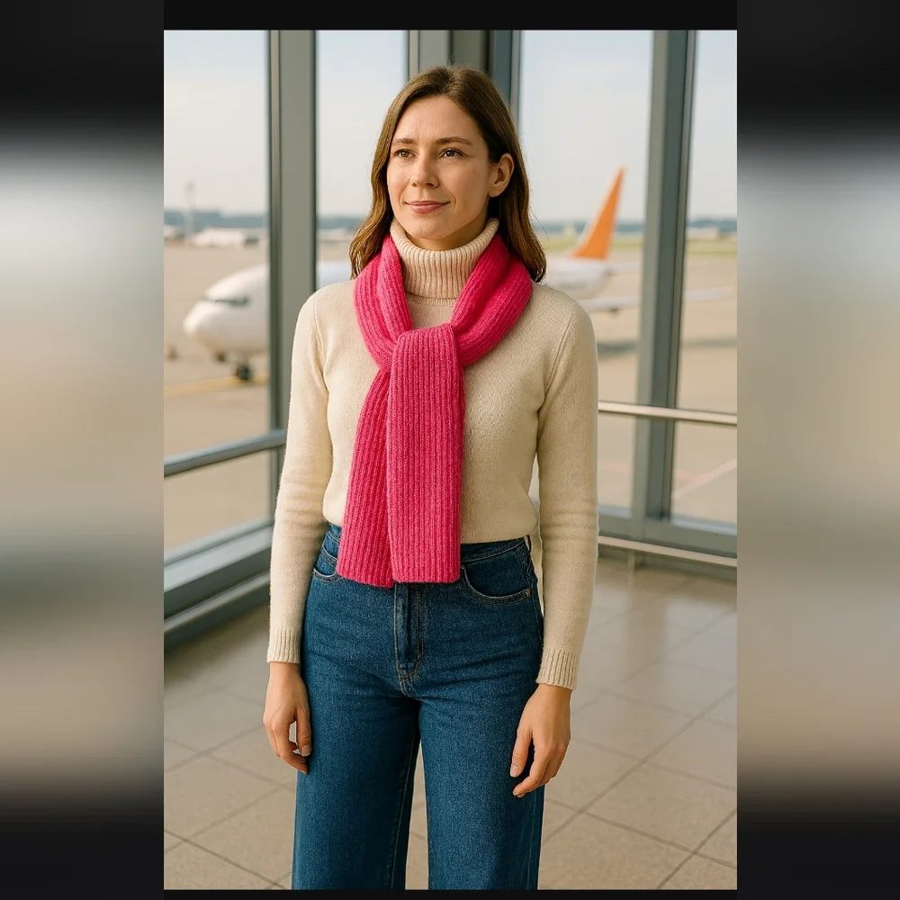 NWT Merino Wool Blend Pink Scarf by Gap● - Picture 6 of 8